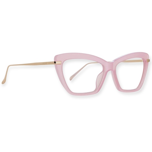DIFF Mila Bluelight Glasses Coquille Pink & Gold Frame Blue Blocking Lenses - Picture 3 of 10